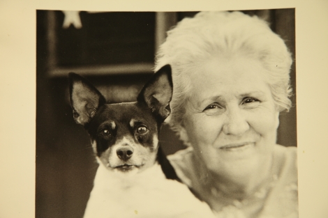Mom with her fat dog Tippy. A woman reared in the tough times of the depression and whose stories of such years have given me a better perspective of the life I enjoy.